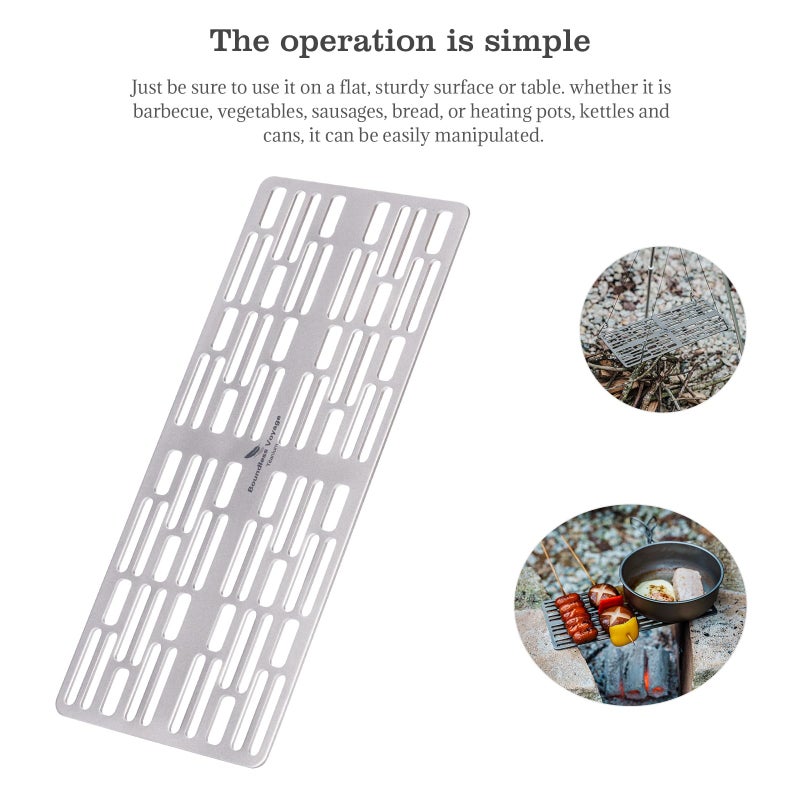 iBasingo Mini Outdoor Titanium Grill Plate Camping Ultralight Baking Cooling Rack Heavy Duty Cooking Roasting Kitchen Utensils Backpacking Hiking Travel Portable Charcoal BBQ Kit Ti2021C - Image 4