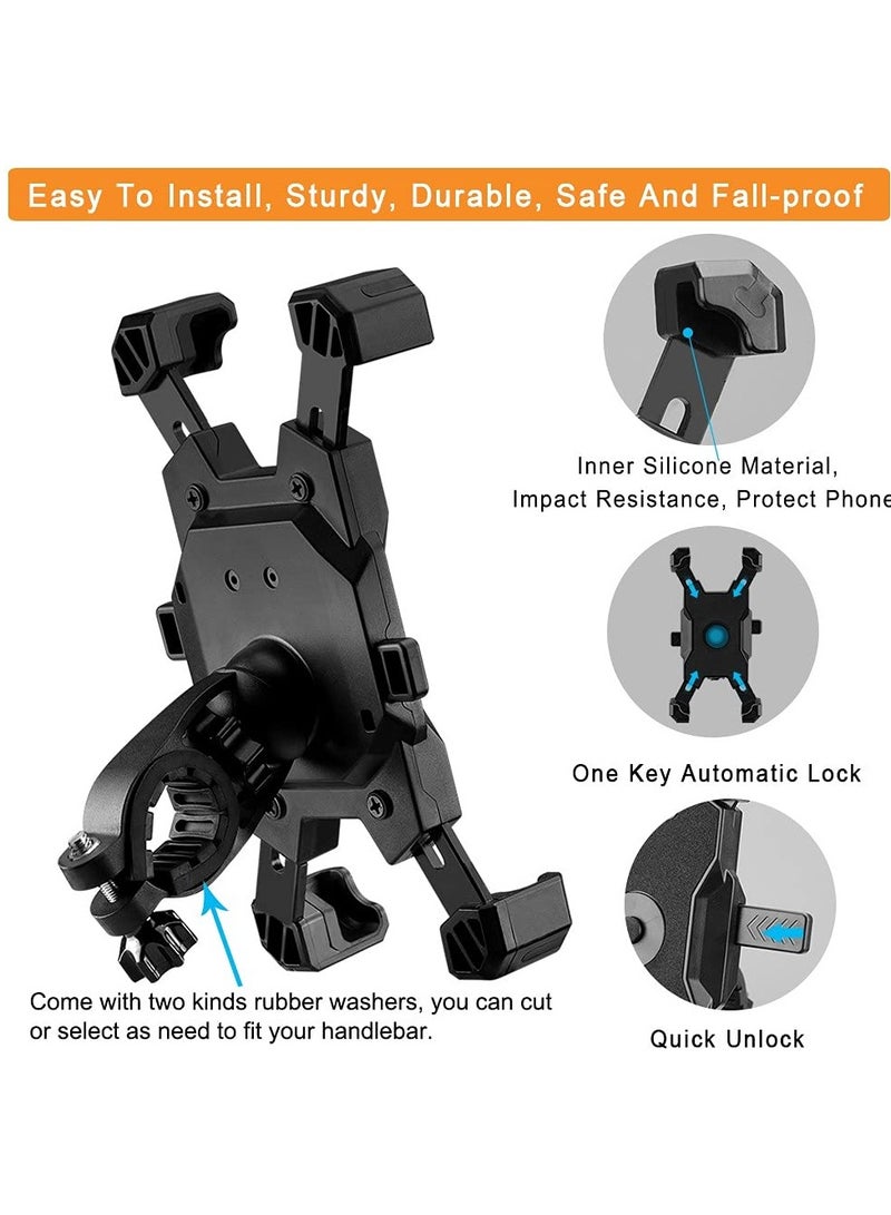 Shock Absorption Phone Holder - [Upgrade] Motorcycle Phone Holder, Bicycle Riding Phone Holder, 360 ° Rotation Adjustment, Suitable For Iphone 3.5-6.8 Inch Smartphones, Black - Image 2