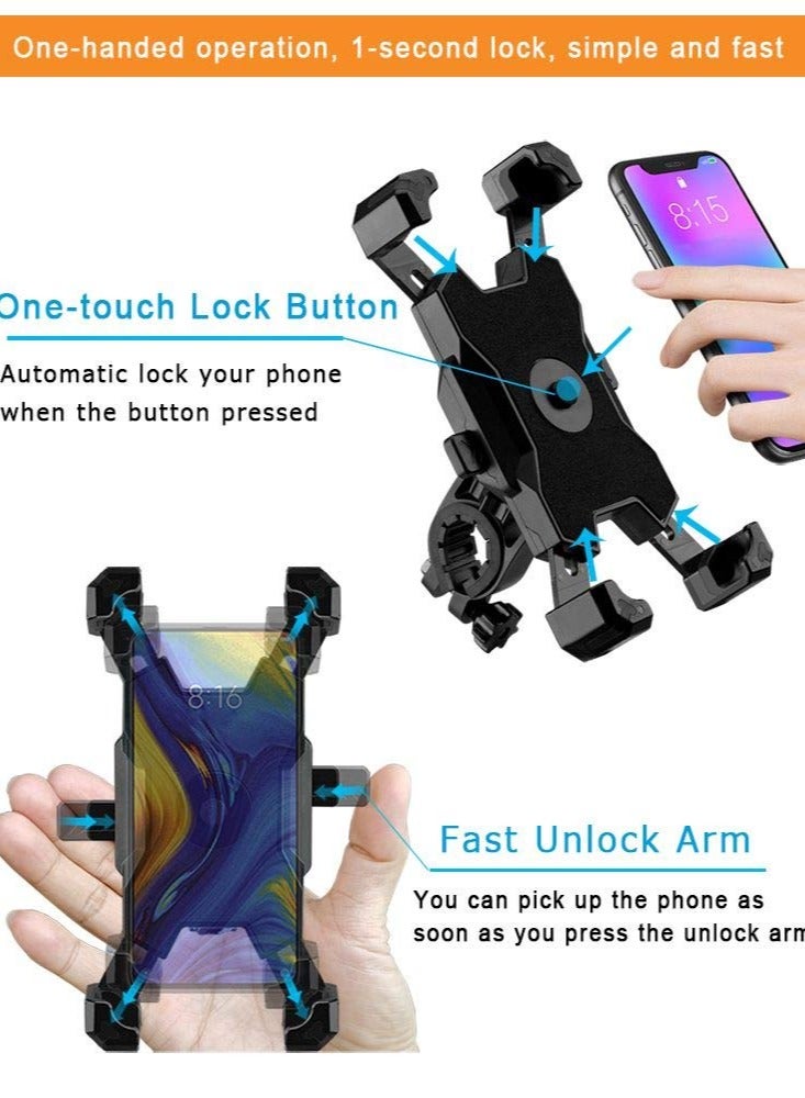 Shock Absorption Phone Holder - [Upgrade] Motorcycle Phone Holder, Bicycle Riding Phone Holder, 360 ° Rotation Adjustment, Suitable For Iphone 3.5-6.8 Inch Smartphones, Black - Image 3