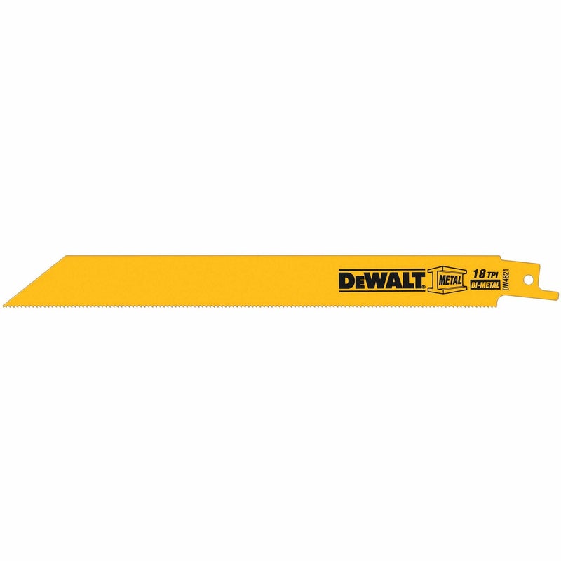 DEWALT Reciprocating Saw Blades Straight Back BiMetal 8Inch 18 TPI 5Pack DW4821