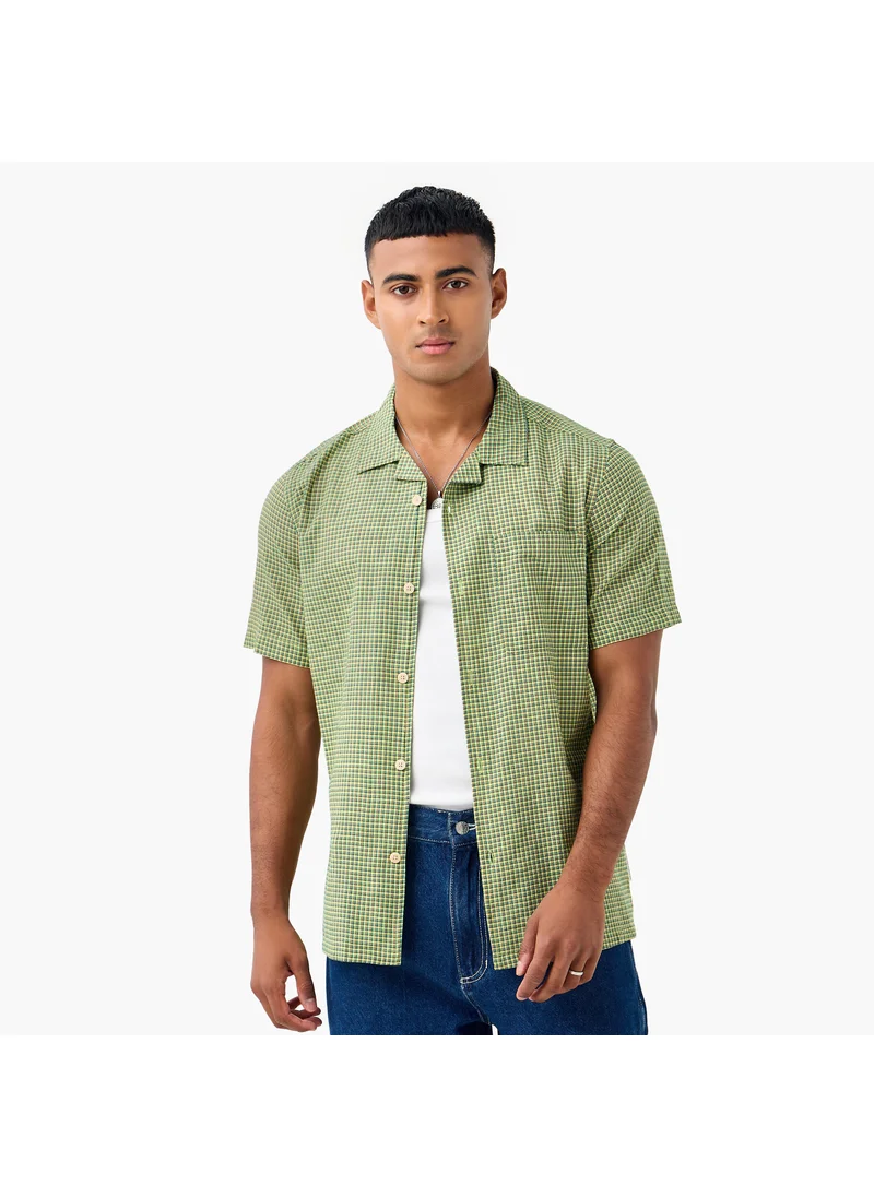 Lee Cooper Lee Cooper Regular Fit Checked Collared Shirt with Chest Pocket