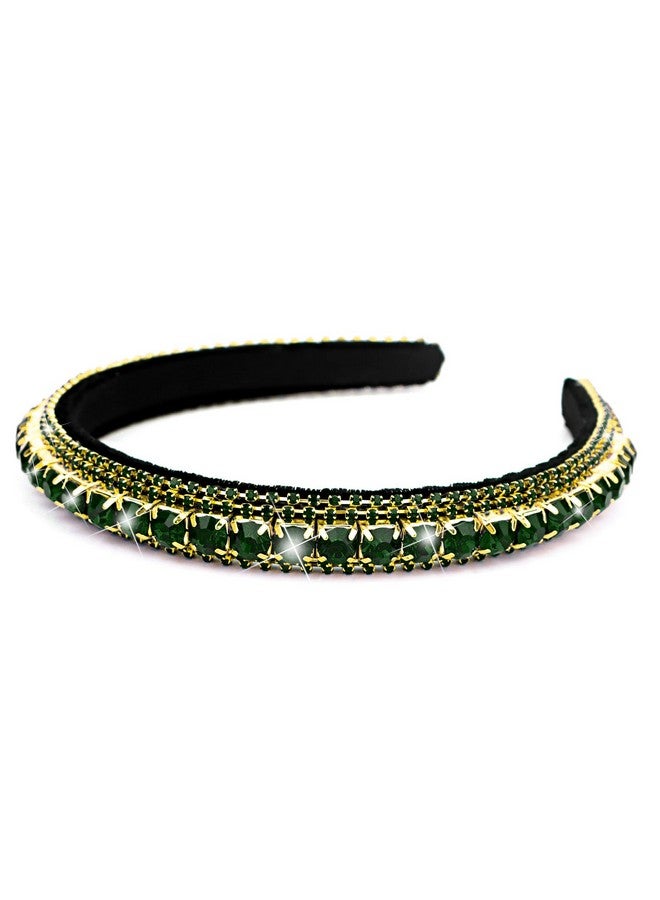 Wecoe Green Rhinestone Headband Shine Bright Like A Diamond Perfect For Weddings Homecoming Prom Birthday Parties And Daily Wear Great Gift For Women And Girls - Image 1