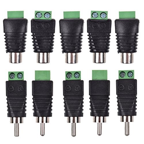 Liimevvon Lemoy 10-Pack Phono RCA Male and Female Plug to AV Screw Terminal Audio/Video Connector Adapter (5 Male & 5 Female) - Image 1