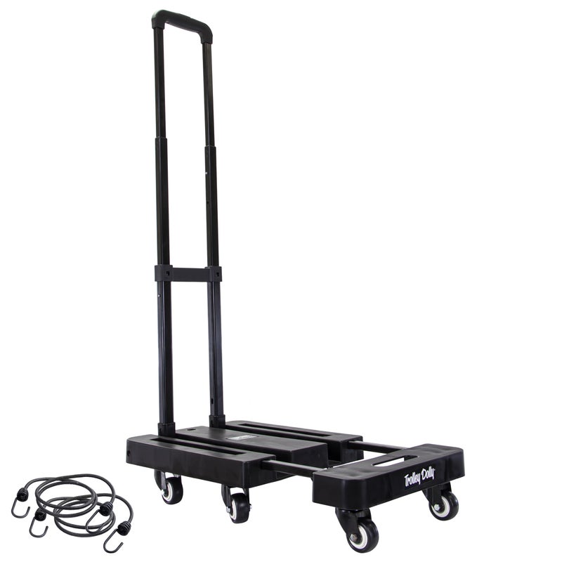 dbest products Trolley Dolly Platform Cart 6Wheel Handtruck for Moving Folding Hand Truck Telescoping Handle Expandable Toe Plate  Includes 2 Bungee Chords Carretilla plegable