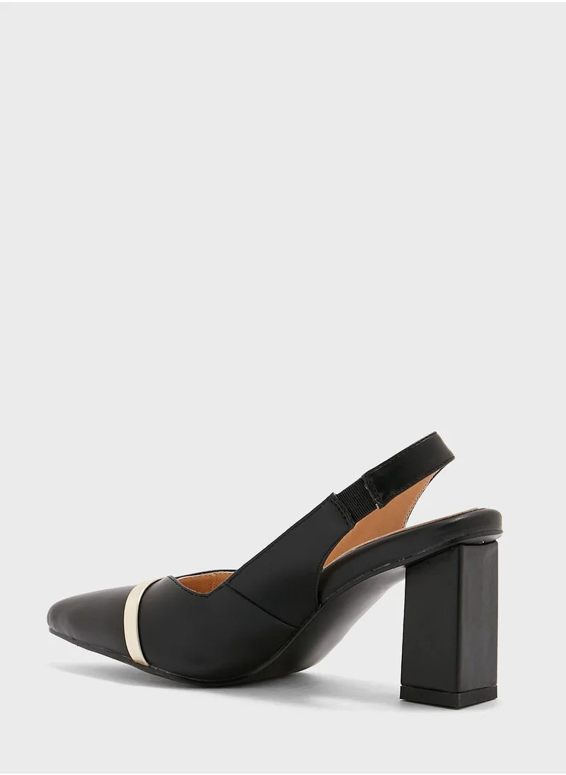 Khizana Metallic Trim Detail Slingback Pointed Pump