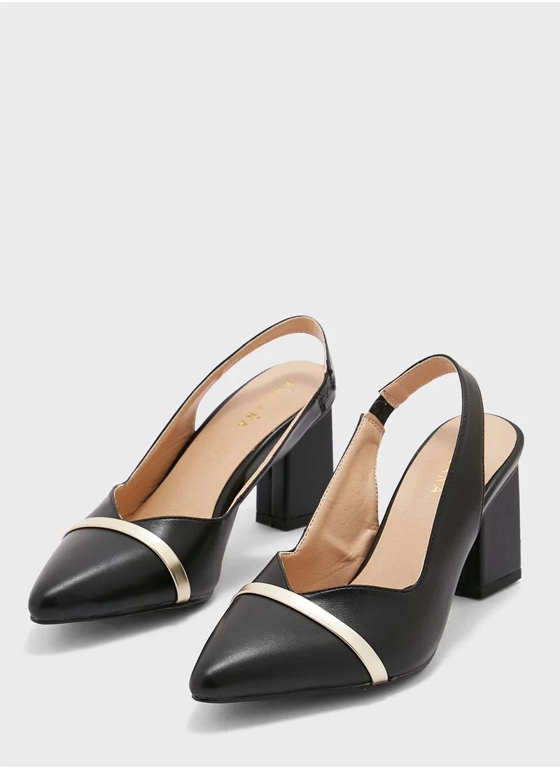 Khizana Metallic Trim Detail Slingback Pointed Pump