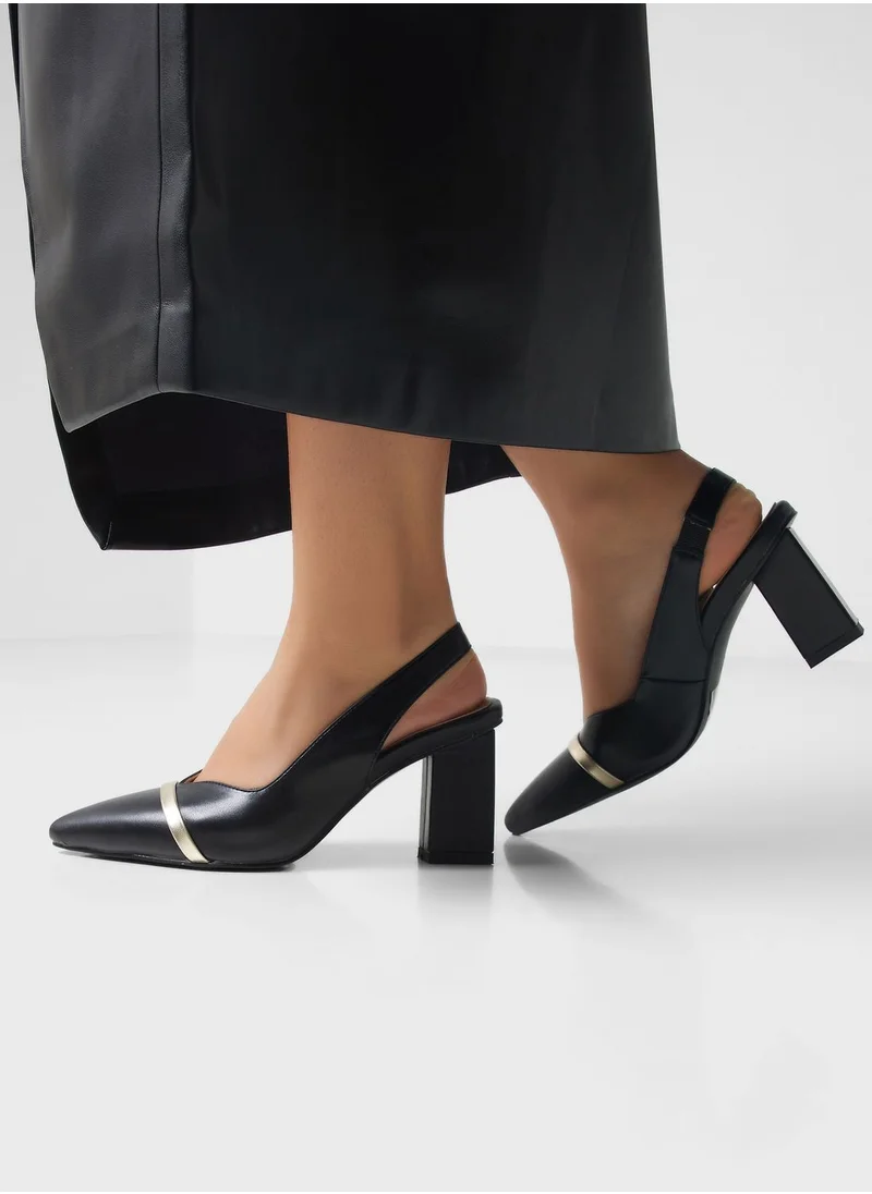 Khizana Metallic Trim Detail Slingback Pointed Pump