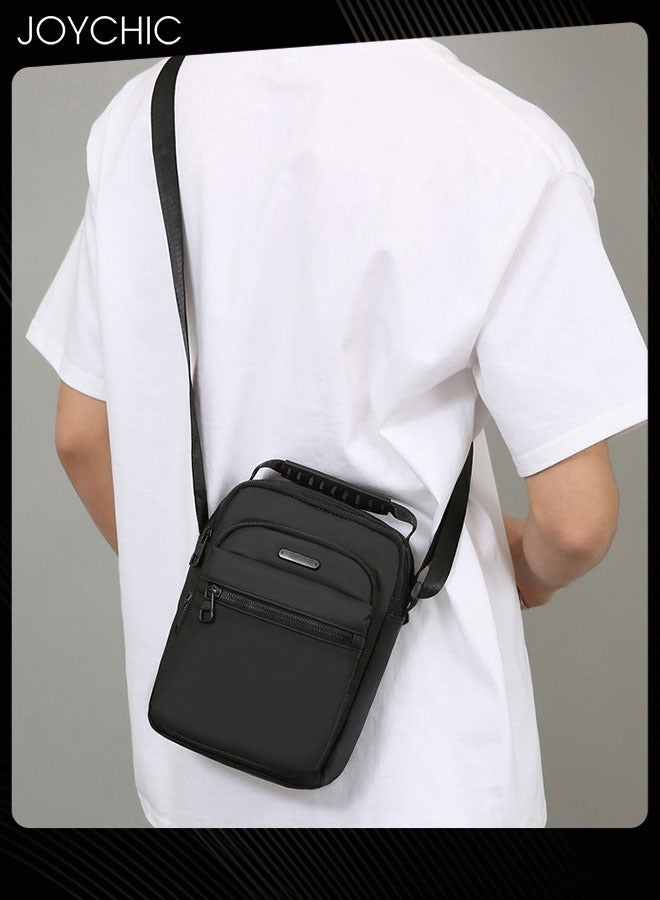 Joychic حقيبة كروس بودي كلاسيكية بلون سادة للرجال، حقيبة كتف متعددة الجيوب، حقيبة ظهر مقاومة للماء والتآكل مع أحزمة قابلة للفصل للسفر والمشي لمسافات طويلة والمكتب، باللون الأسود - Image 3