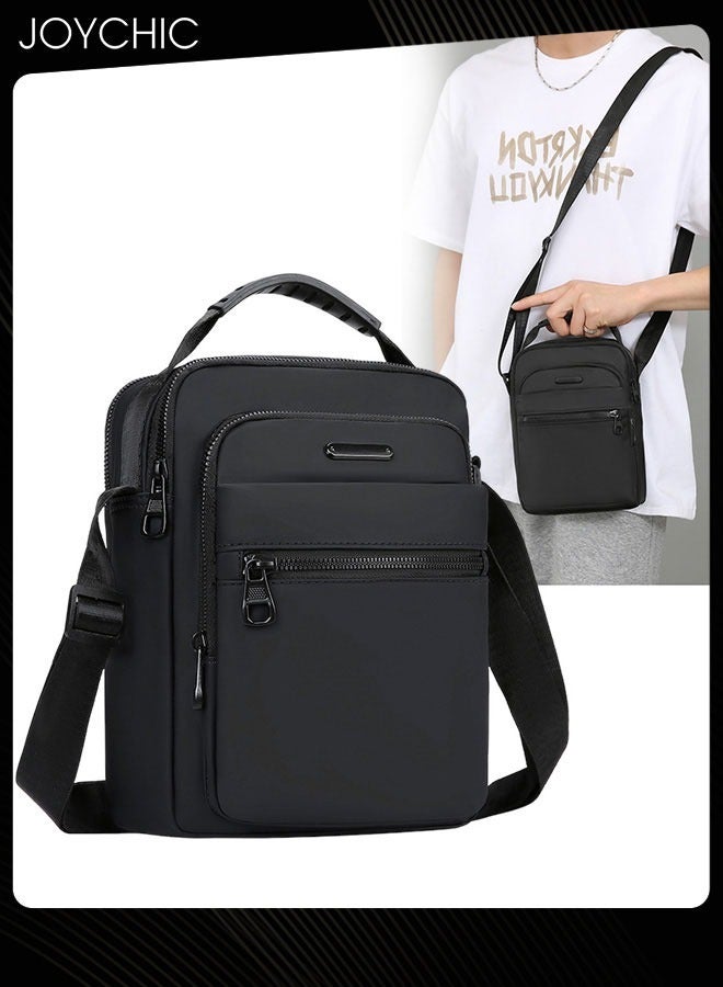 Joychic حقيبة كروس بودي كلاسيكية بلون سادة للرجال، حقيبة كتف متعددة الجيوب، حقيبة ظهر مقاومة للماء والتآكل مع أحزمة قابلة للفصل للسفر والمشي لمسافات طويلة والمكتب، باللون الأسود - Image 1