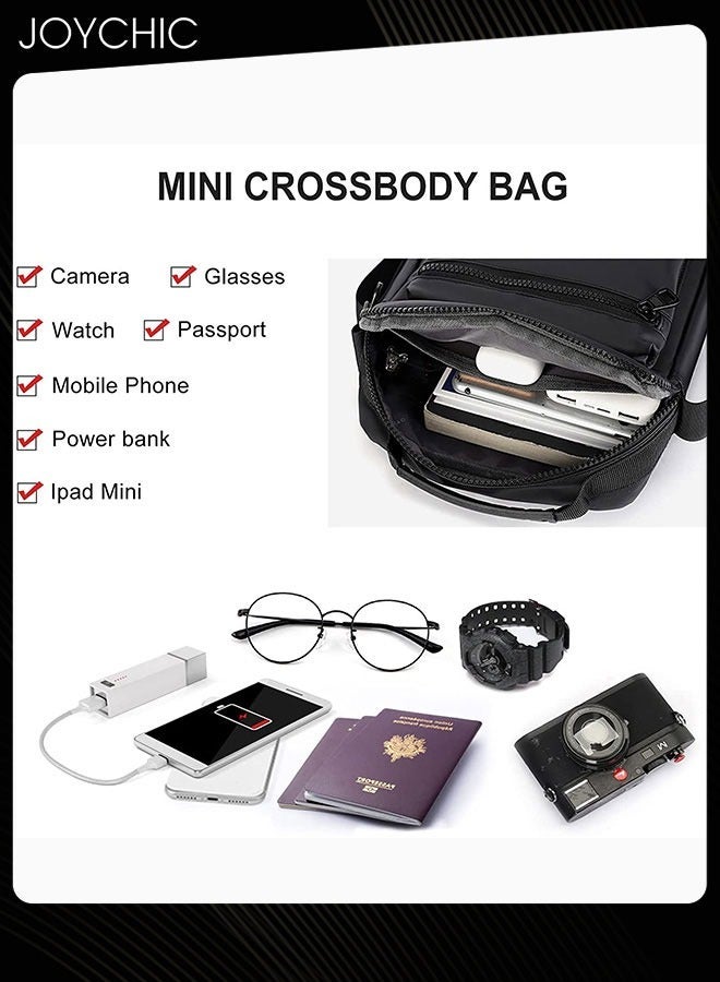 Joychic حقيبة كروس بودي كلاسيكية بلون سادة للرجال، حقيبة كتف متعددة الجيوب، حقيبة ظهر مقاومة للماء والتآكل مع أحزمة قابلة للفصل للسفر والمشي لمسافات طويلة والمكتب، باللون الأسود - Image 2