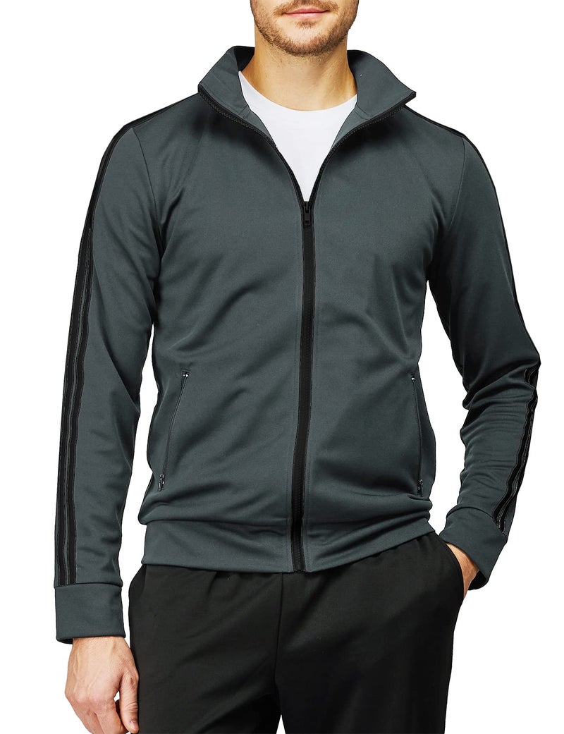 H2H Men's Essentials Warm-Up tripes Track Top CHARCOAL US 3XL/Asia 4XL (CMOJA0103) - Image 4