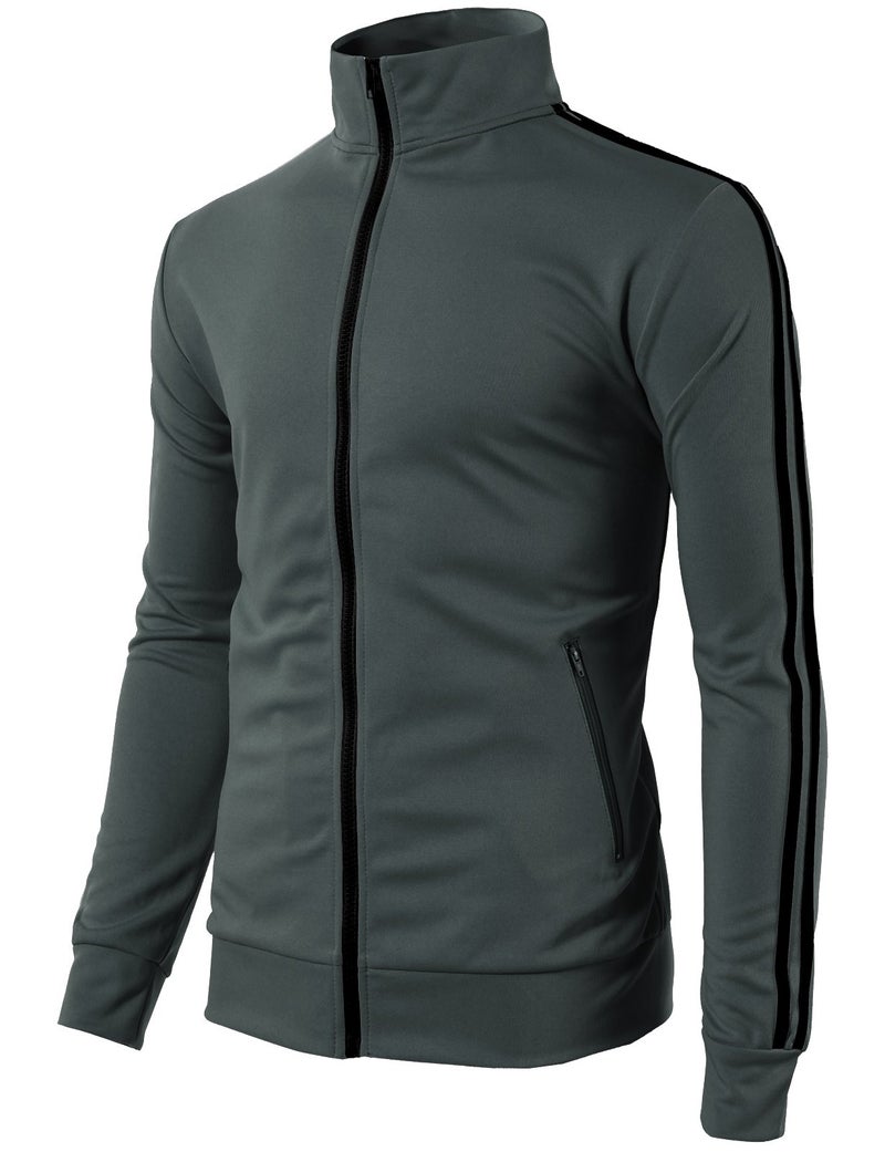 H2H Men's Essentials Warm-Up tripes Track Top CHARCOAL US 3XL/Asia 4XL (CMOJA0103) - Image 2