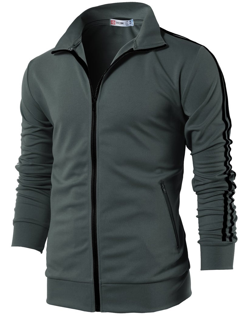 H2H Men's Essentials Warm-Up tripes Track Top CHARCOAL US 3XL/Asia 4XL (CMOJA0103) - Image 1