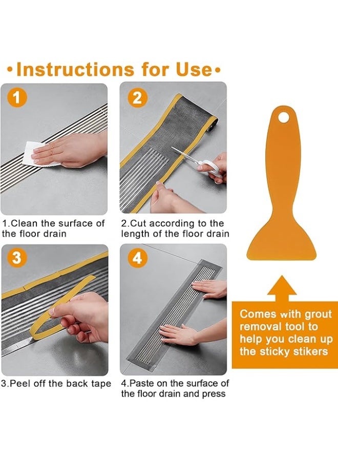 Disposable Drain Hair Catcher, Shower Hair Drain Catcher, Suitable for Shower Drain Cower, Linear Shower Drain (2.76in*33ft, 1 Pack) - Image 2