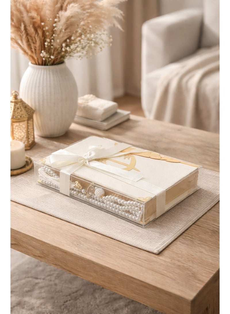 أولودينيز  مجموعة هدايا فاخرة – مصحف المدينة النبوية متوسط الحجم بغطاء مخملي مع مسبحة أنيقة - Image 5