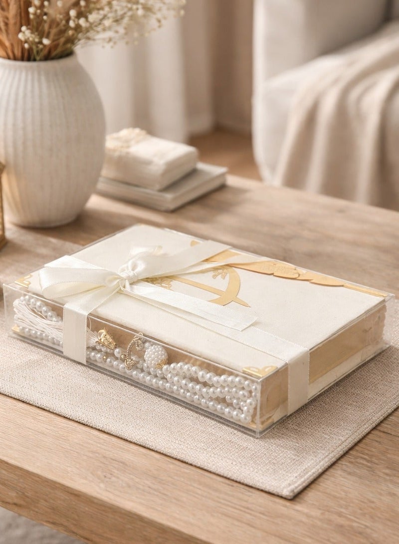 أولودينيز  مجموعة هدايا فاخرة – مصحف المدينة النبوية متوسط الحجم بغطاء مخملي مع مسبحة أنيقة - Image 4