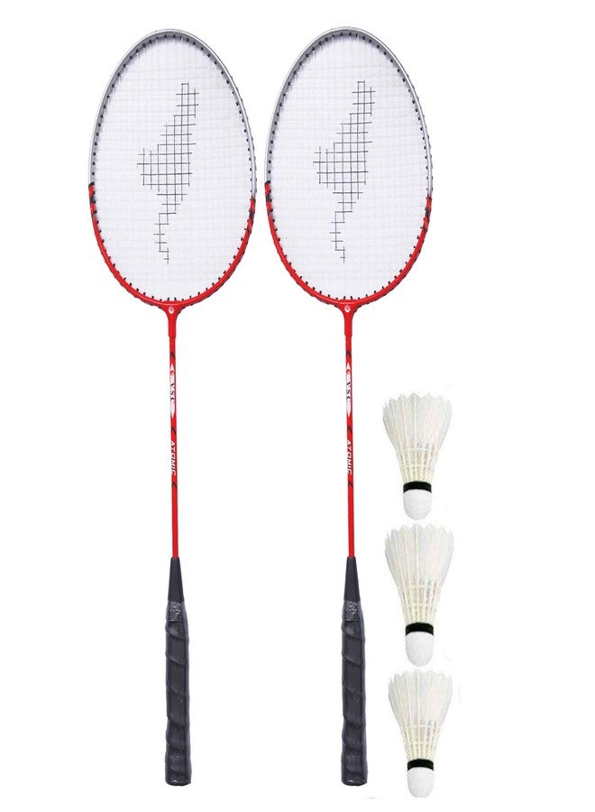 Grès GRS GRQ16 Set of 2 Aluminum Badminton Racket and 3 Pcs of Shuttle Cock (Multicolour) - Image 1