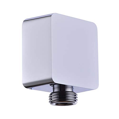 Nicmondo Brass Wall Supply Elbow, Nicmondo G 1/2” Square Shower Hose Connector, Drop Ell Wall-mounted Union Water Outlet for Handheld Shower Handshower, Chrome - Image 1