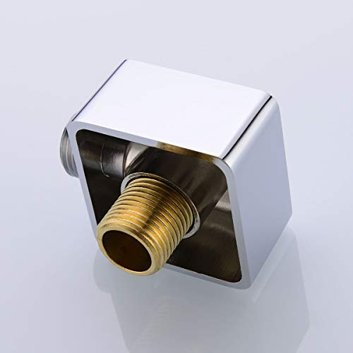 Nicmondo Brass Wall Supply Elbow, Nicmondo G 1/2” Square Shower Hose Connector, Drop Ell Wall-mounted Union Water Outlet for Handheld Shower Handshower, Chrome - Image 3