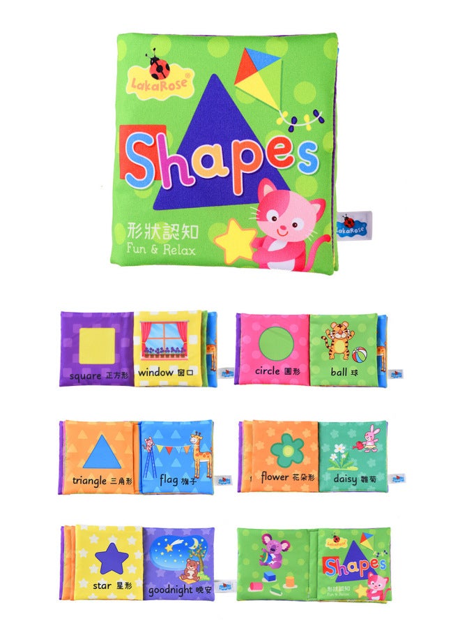 LakaRose Chinese And English Traditional Cloth Book Early Education Cognitive Label Cloth Book 0-year-old Baby Book Enlightenment Toy-Color:Shape Recognition (traditional Chinese) - Image 1
