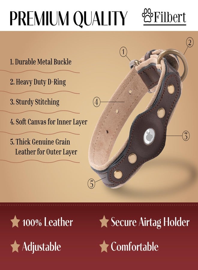Filbert Leather Dog Collar with Airtag Holder, Upgraded Secure Airtag Collar, for Large Dogs, Leather, Waterproof, Premium, Adjustable - Image 3