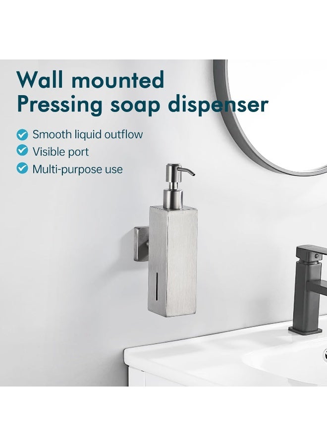 BRIMIX BRIMIX Wall Mounted Soap Dispenser Stainless Steel 304 Hand Wash Liquid Soap Dispenser (Brushed)  - Image 5