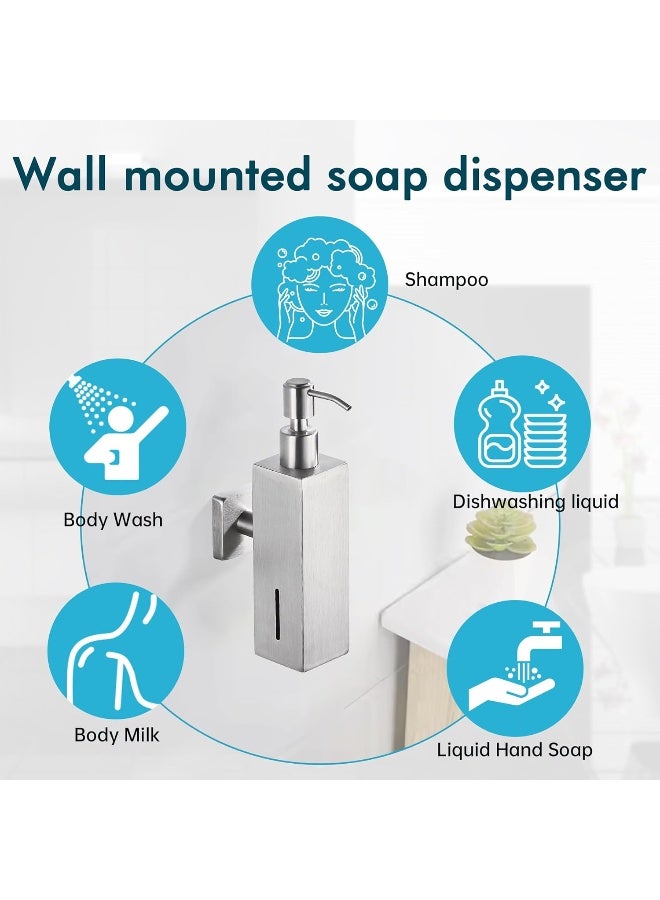 BRIMIX BRIMIX Wall Mounted Soap Dispenser Stainless Steel 304 Hand Wash Liquid Soap Dispenser (Brushed)  - Image 4