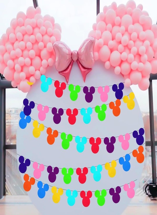 Ou Rui 50 Pcs Rainbow Cartoon Mouse Banner Flags Colorful Double-Sided Felt Garland Birthday Party Banner Decor Supplies for Cute Mouse Theme Party Kids Birthday Party Baby Shower and Classroom Decor - Image 5
