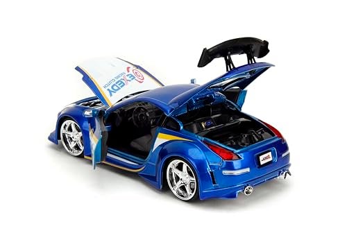 Jada Toys JDM Tuners 124 Scale DieCast 2003 Nissan 350Z Exedy Opening Doors Detailed Interior Rubber Tires Collectible for Ages 8Candy Blue - Image 5