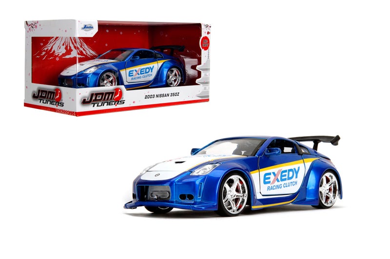 Jada Toys JDM Tuners 124 Scale DieCast 2003 Nissan 350Z Exedy Opening Doors Detailed Interior Rubber Tires Collectible for Ages 8Candy Blue - Image 4