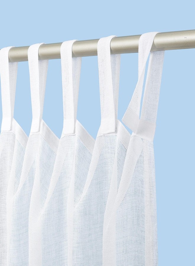 No. 918 Amina Open Weave Indoor/Outdoor Sheer Tab Top Curtain Panel, White, 50" W x 108" L (1 Panel) - Image 2