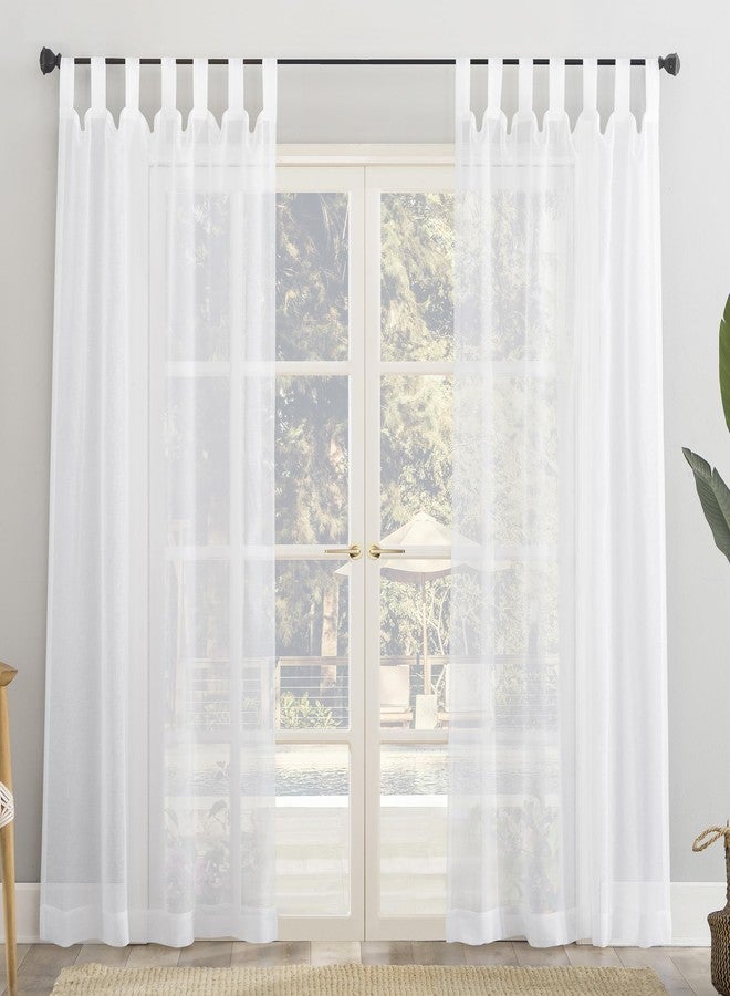 No. 918 Amina Open Weave Indoor/Outdoor Sheer Tab Top Curtain Panel, White, 50" W x 108" L (1 Panel) - Image 5