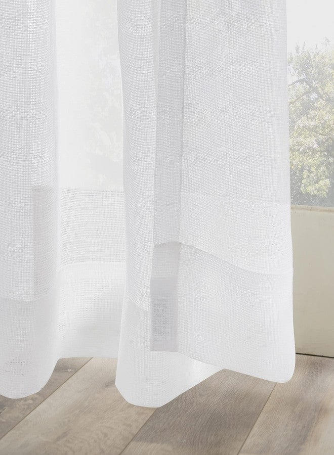 No. 918 Amina Open Weave Indoor/Outdoor Sheer Tab Top Curtain Panel, White, 50" W x 108" L (1 Panel) - Image 4