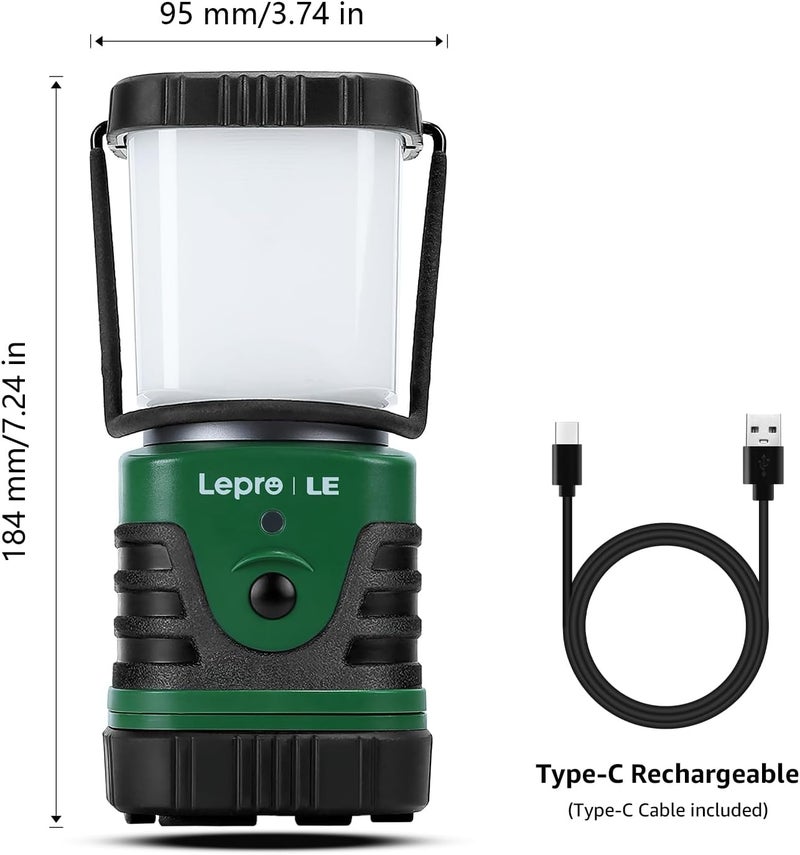Lepro Lighting EVER 1000LM LED Camping Lantern Rechargeable, 4400mAh Power Bank, Camping Essential with 4 Light Modes, IP44 Waterproof Lantern Flashlight for Hurricane Emergency, Hiking, USB Cable Included - Image 5