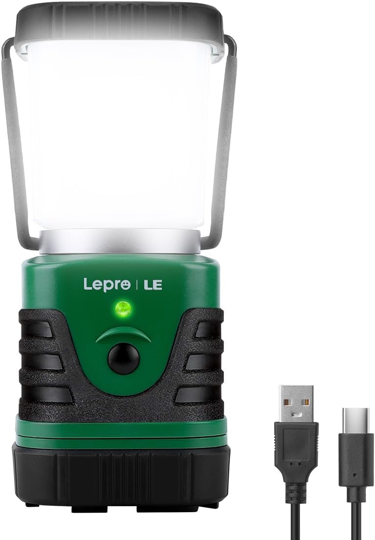 Lepro Lighting EVER 1000LM LED Camping Lantern Rechargeable, 4400mAh Power Bank, Camping Essential with 4 Light Modes, IP44 Waterproof Lantern Flashlight for Hurricane Emergency, Hiking, USB Cable Included - Image 1