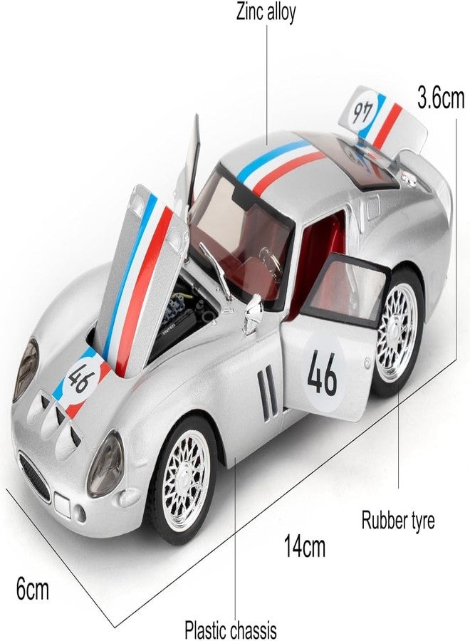 FEXXA 1.32 Ferrari 250 GTO (1962) Die-Cast Metal Car with Sport car Openable Doors Light and Sound,Pull Back Function Indoor Outdoor Toy for Kids (Silver) - Image 4