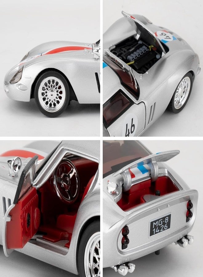 FEXXA 1.32 Ferrari 250 GTO (1962) Die-Cast Metal Car with Sport car Openable Doors Light and Sound,Pull Back Function Indoor Outdoor Toy for Kids (Silver) - Image 2