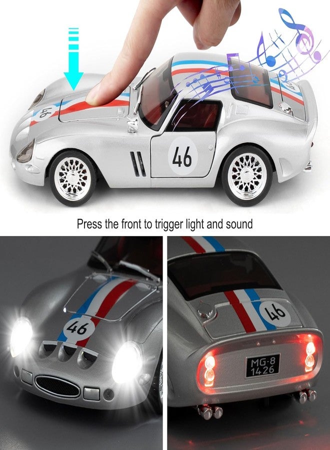 FEXXA 1.32 Ferrari 250 GTO (1962) Die-Cast Metal Car with Sport car Openable Doors Light and Sound,Pull Back Function Indoor Outdoor Toy for Kids (Silver) - Image 5
