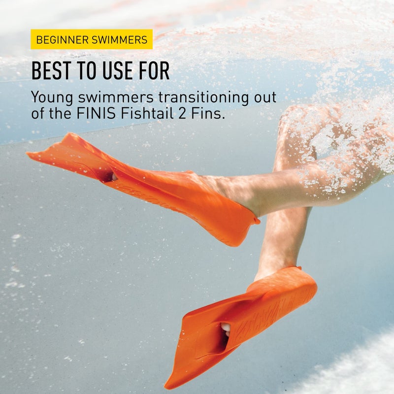 FINIS Booster Fins - High-Quality Swim Fins for Kids Ages 8–11 - Swimming Fins to Improve Body Position and Kicking Technique - High-Quality Pool Accessories and Swim Gear - Orange - Image 5