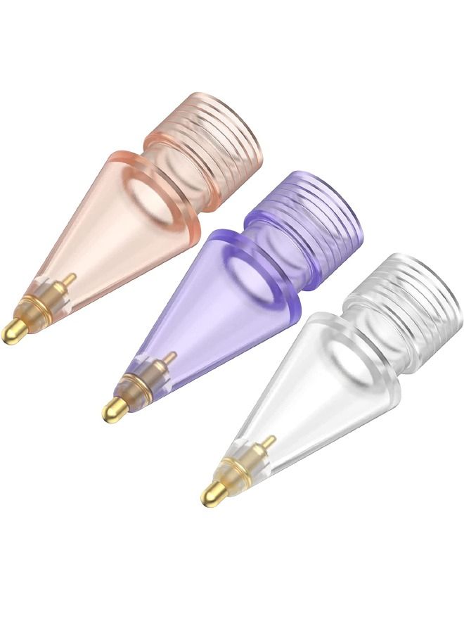 3-Piece Apple Pencil Replacement Tips for Apple Pencil 2nd Gen and 1st Gen, Upgraded Longer Fine Point High Sensitive, No Wear Out Noiseless Precise Control Stylus Tip (Clear+Clear Purple+Clear Pink)  - Image 1