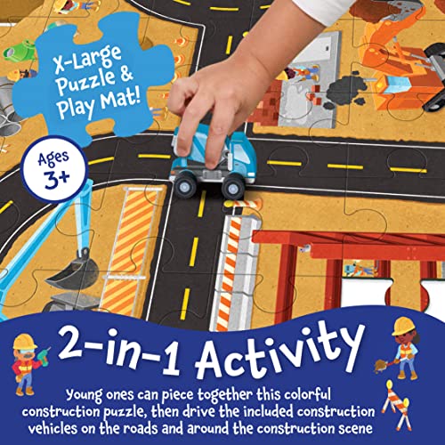 Peaceable Kingdom Puzzle and Play Construction Site 48Piece Puzzle Includes 3 Wooden Construction Vehicles Great for Home or Classroom Use for Kids Ages 3 Up - Image 5