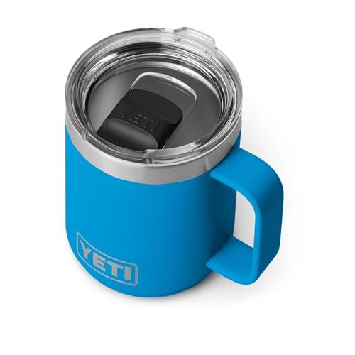 YETI Rambler 10 oz Stackable Mug, Vacuum Insulated, Stainless Steel with MagSlider Lid, Big Wave Blue - Image 1