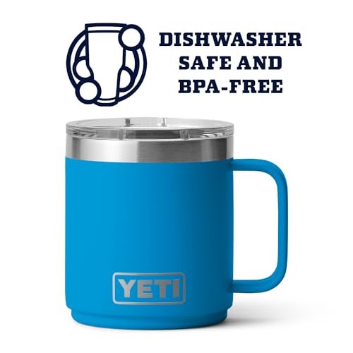 YETI Rambler 10 oz Stackable Mug, Vacuum Insulated, Stainless Steel with MagSlider Lid, Big Wave Blue - Image 3