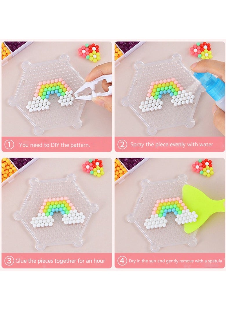 3000 grains of water mist magic beads children puzzle diy handmade magic beads doudou toys 3D loose beads [Supreme] - 24 colors 2400 grains + 6 colors 600 crystal beads + storage box  - Image 5