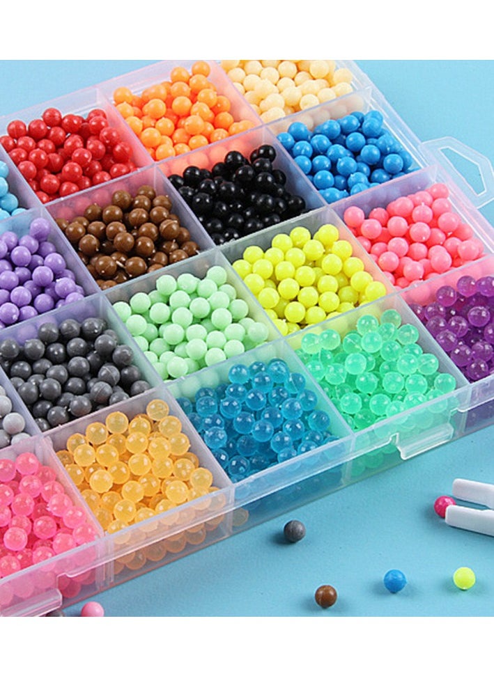 3000 grains of water mist magic beads children puzzle diy handmade magic beads doudou toys 3D loose beads [Supreme] - 24 colors 2400 grains + 6 colors 600 crystal beads + storage box  - Image 1