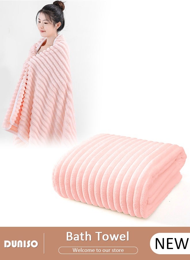 DUNISO طقم منشفة استحمام ولف الجسم 3 قطع، منشفة تجفيف الجسم بسرعة، منشفة مصنوعة من الفليس القرمزي سميكة وفاخرة، منشفة استحمام لطيفة على البشرة لاستخدامها بعد الاستحمام - Image 1