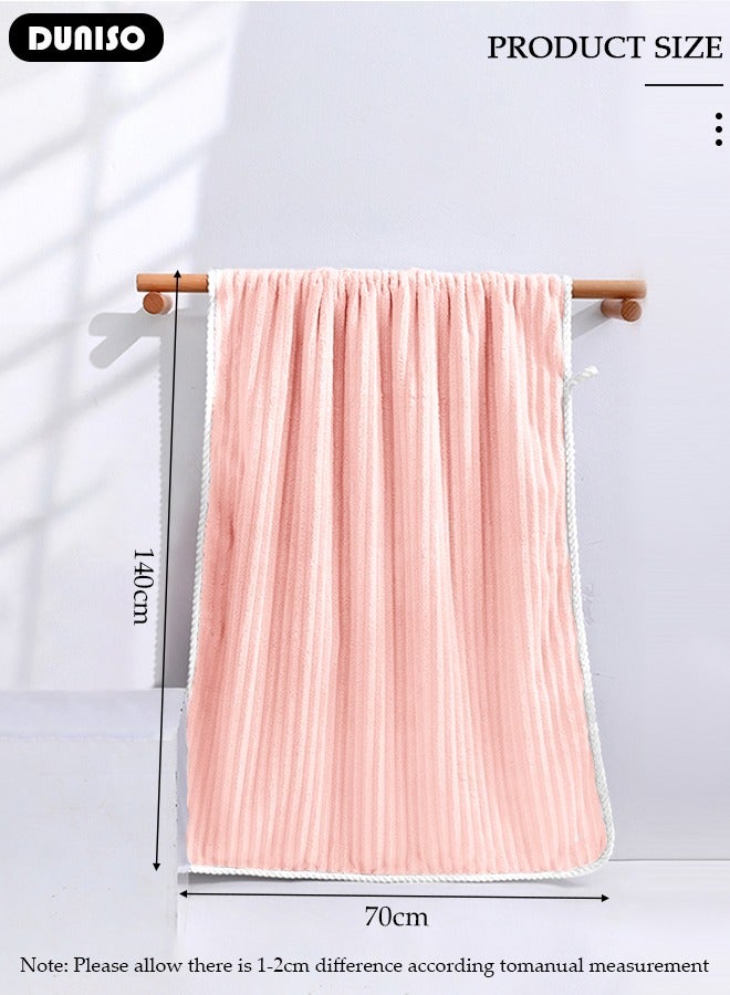 DUNISO طقم منشفة استحمام ولف الجسم 3 قطع، منشفة تجفيف الجسم بسرعة، منشفة مصنوعة من الفليس القرمزي سميكة وفاخرة، منشفة استحمام لطيفة على البشرة لاستخدامها بعد الاستحمام - Image 4