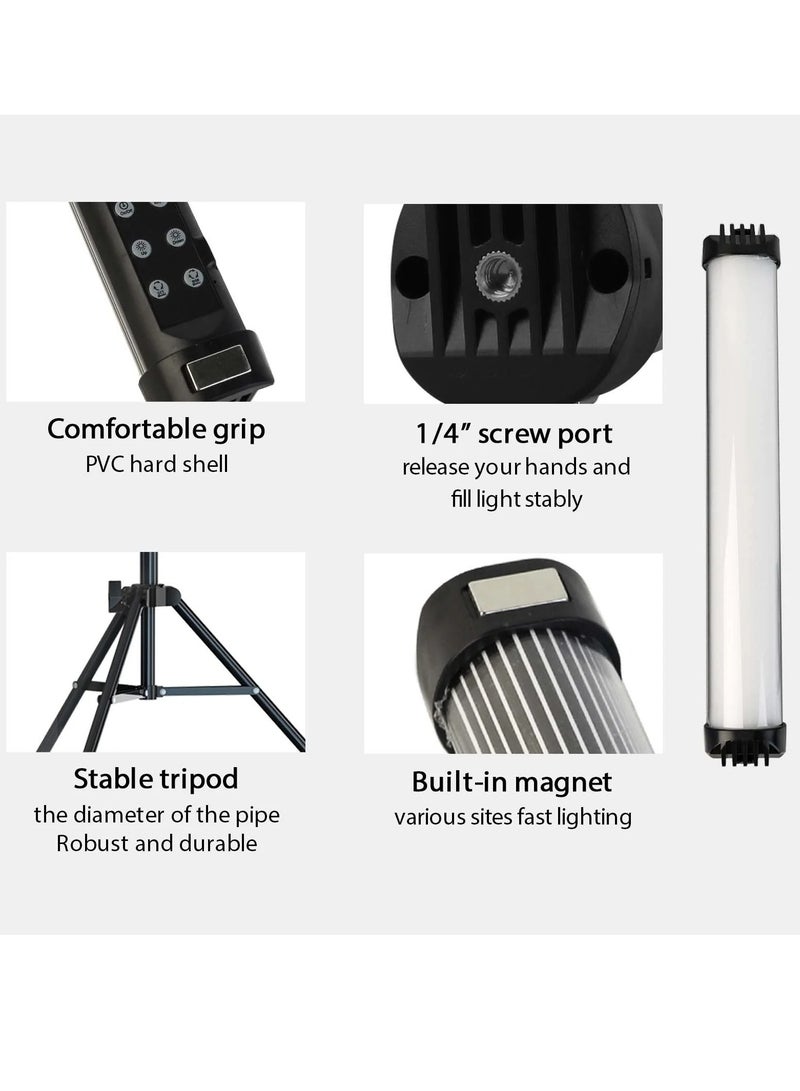 RGB Handheld Photography Lamp, Portable Dimmable LED Light Stick, Type C Fast Charging Tube Stick Vlog Light, Photography Fill Light Lamp For Video Vlog YouTube, (1pc, Black)  - Image 4