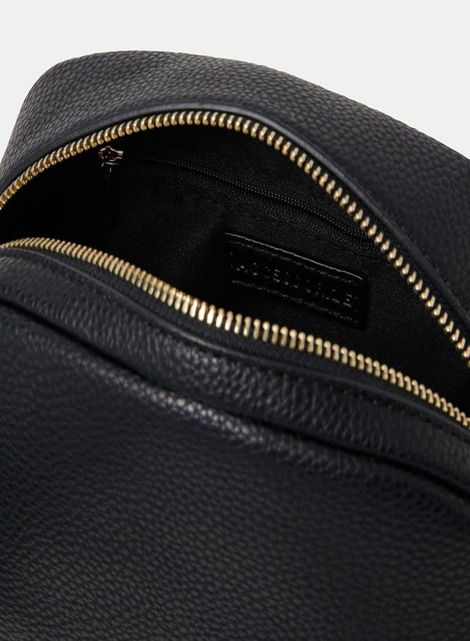 أكسيسورايز حقيبة كتف نسائية من أكسسورايز لندن بحزام أسود منسوج | حقيبة كروس أنيقة من الجلد الصناعي | حقيبة يد متعددة الجيوب بحزام قابل للتعديل - Image 5