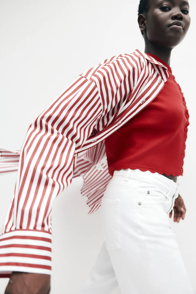 H&M Scalloped fine-knit cardigan